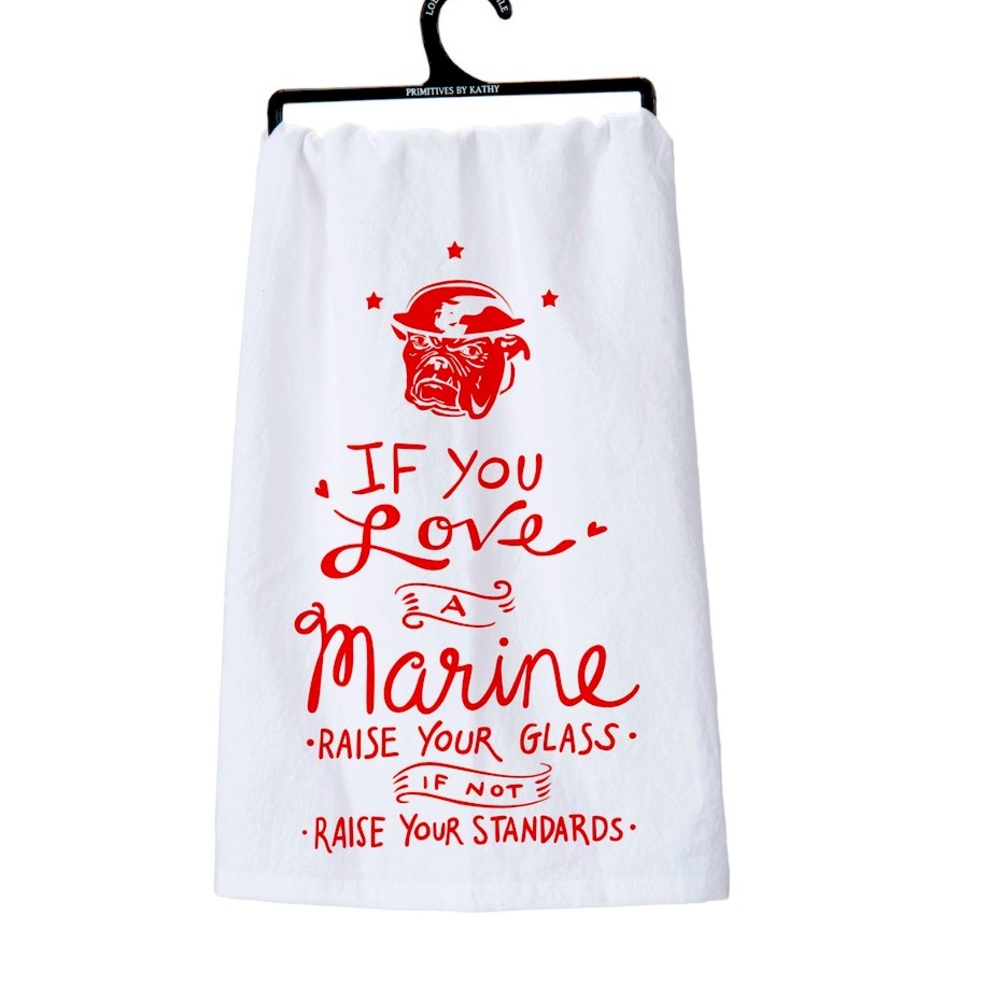 White and Red ’Love, A Marine Dish Towel